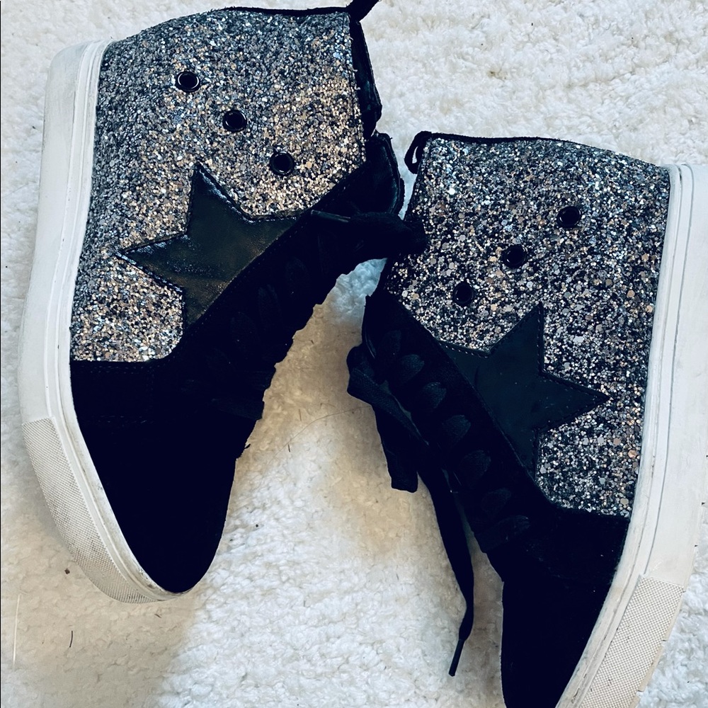 Steve Madden Glitter Star High Top Sneakers sz 7